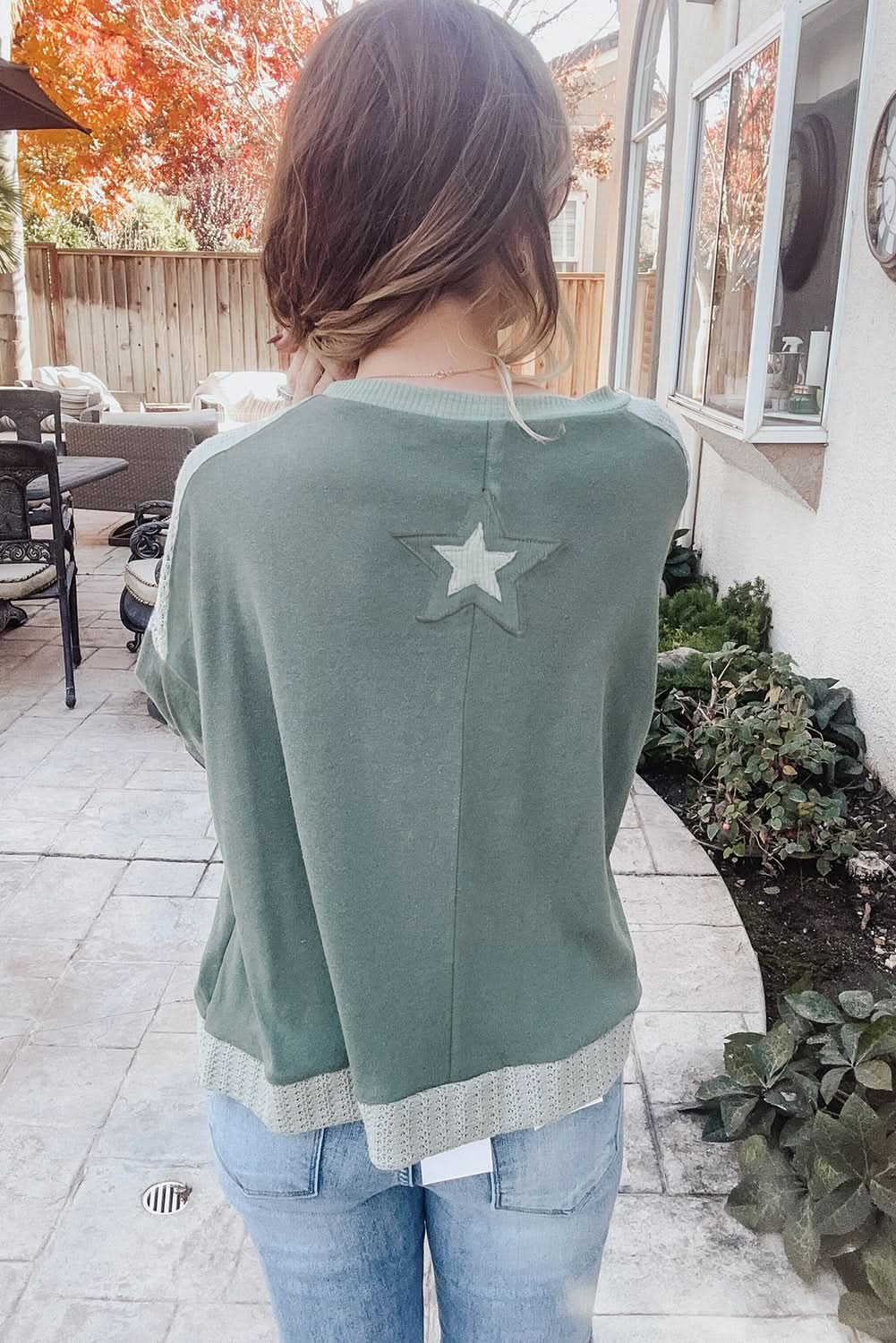 Mist green starry patchwork tee - Love Salve